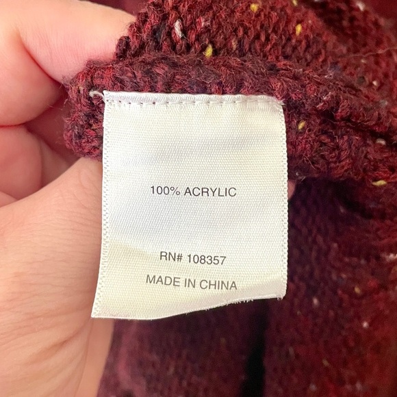 a.n.a plus size cowl neck poncho style speckled knit sweater 0X burgundy - Picture 9 of 10